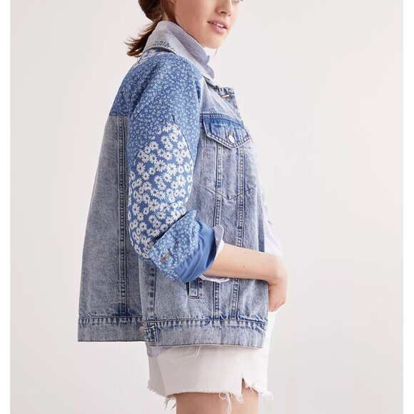 Avec Les Filles Patchwork Denim Jacket size L - Picture 6 of 6